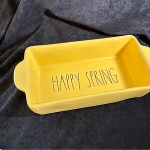 Rae Dunn Yellow 'Happy Spring' Ceramic Baking Dish Easter